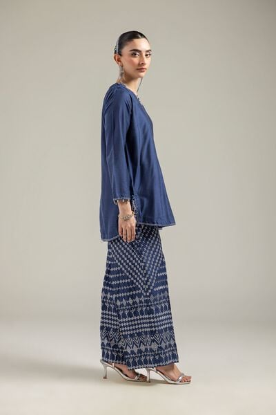 Raw Silk | Silk Navy Pants | USD 55.00