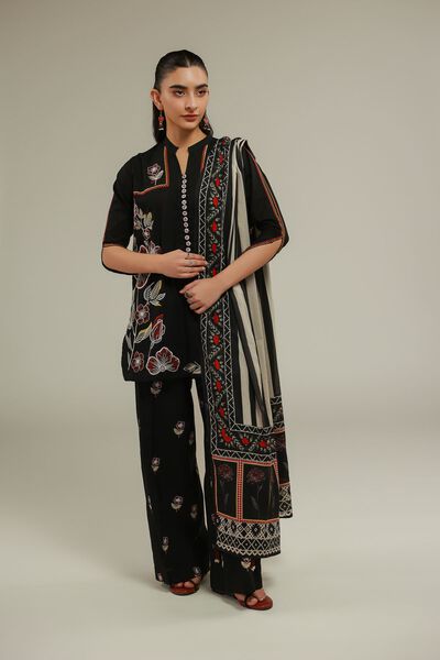 Embroidered | Cambric | Floral Relaxed Pants | USD 30.00