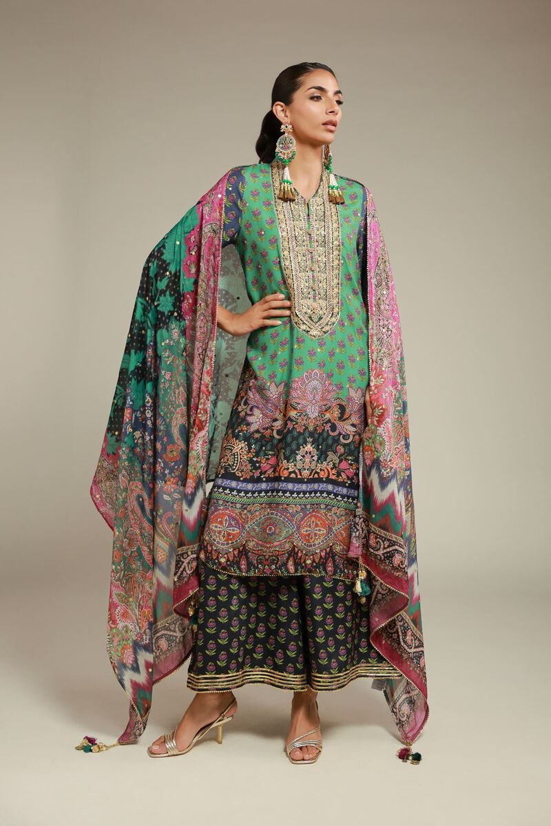 Embroidered | Raw Silk | 3 Piece Co-ord Set | USD 145.00