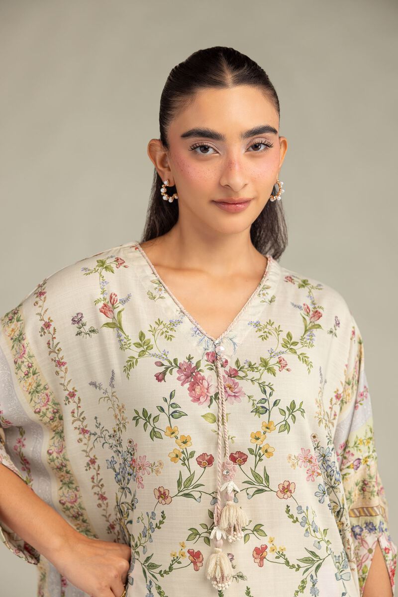 Printed | Raw Silk | Floral Longline Kurta | USD 40.00