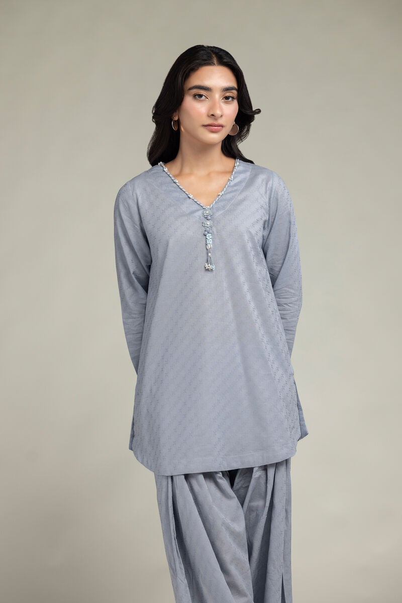 Dyed | Cotton Dobby | V-Neck Cotton Kurta | USD 35.00