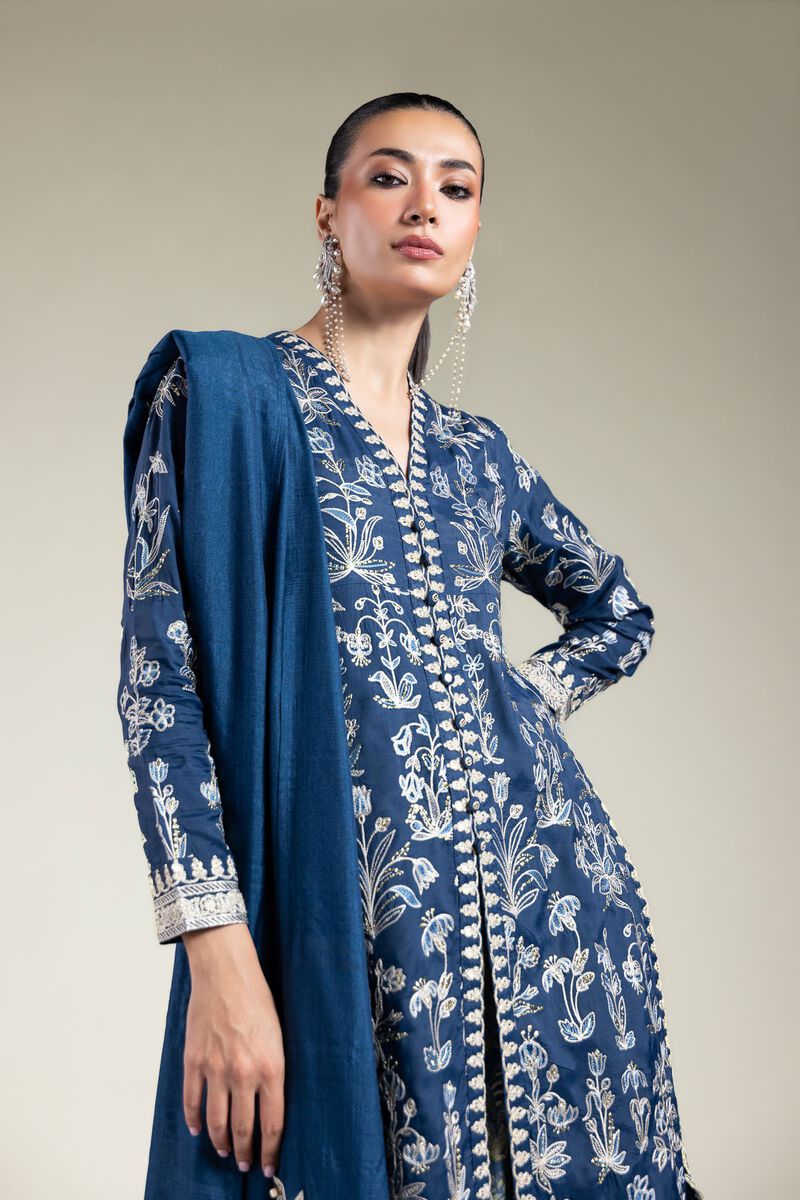 Embroidered | Raw Silk | Navy Silk Set | USD 180.00