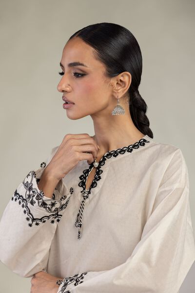 Embroidered | Cotton Dobby | Floral Short Kurta | USD 40.00