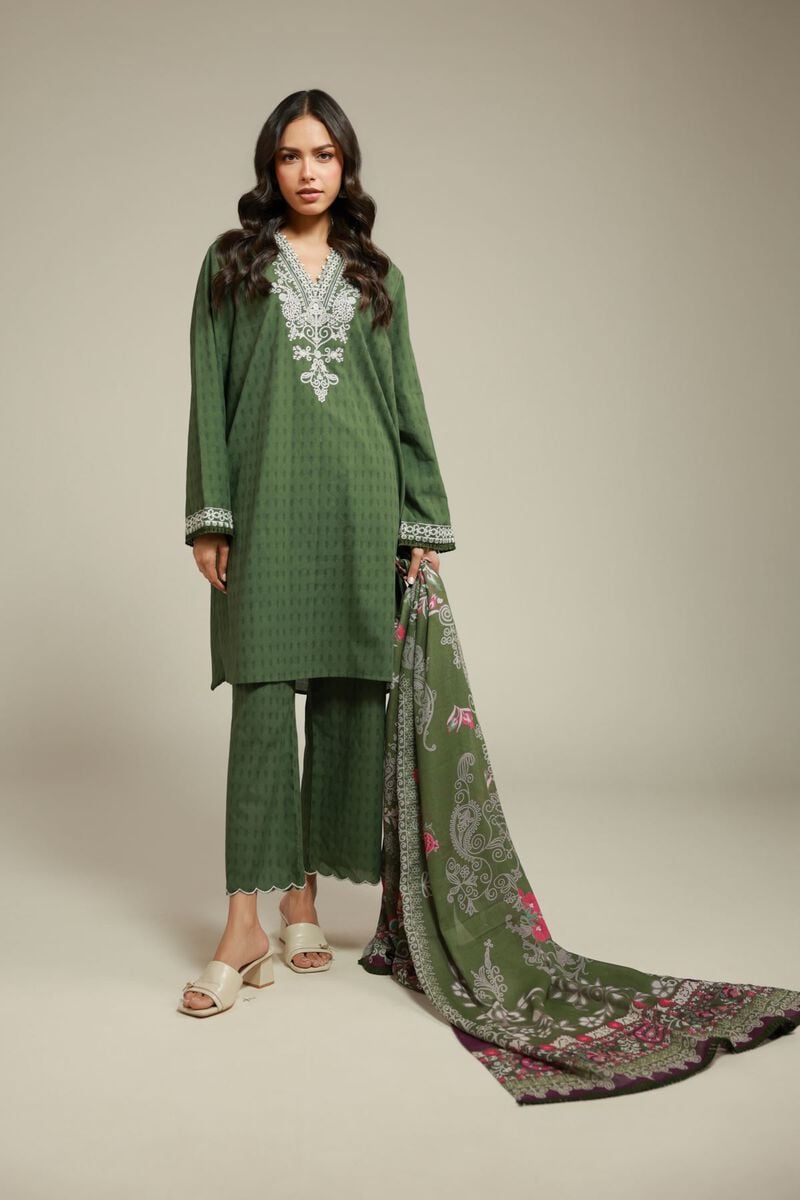 Embroidered | Dobby | 3-Piece Tailored Set | USD 70.00