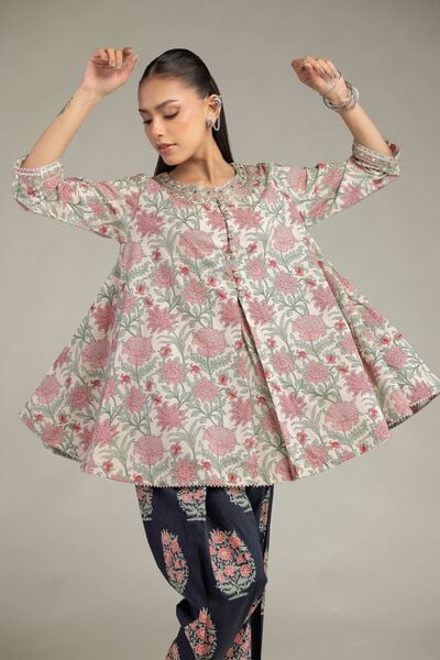 Embroidered | Cotton Viscose | Floral Cotton Kurta | USD 45.00