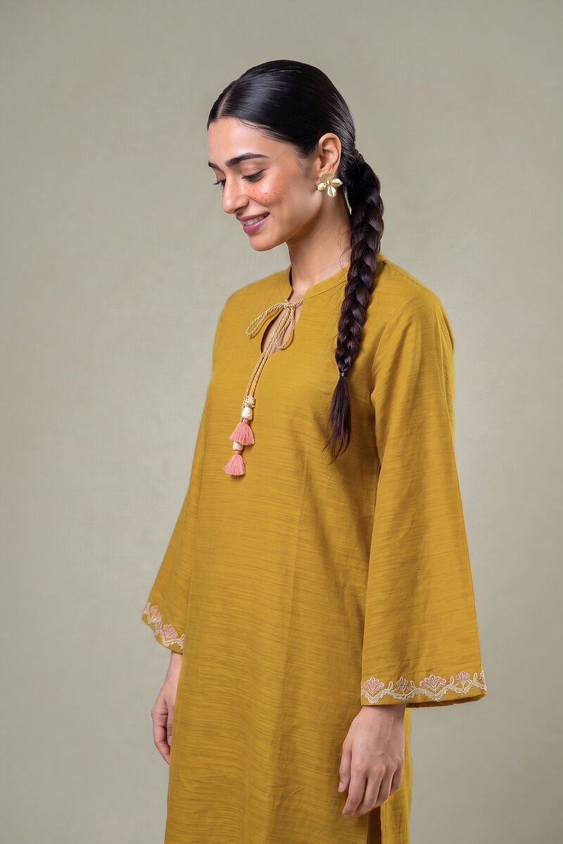 Embroidered | Light Khaddar | Mustard Khaddar Kurta | USD 40.00