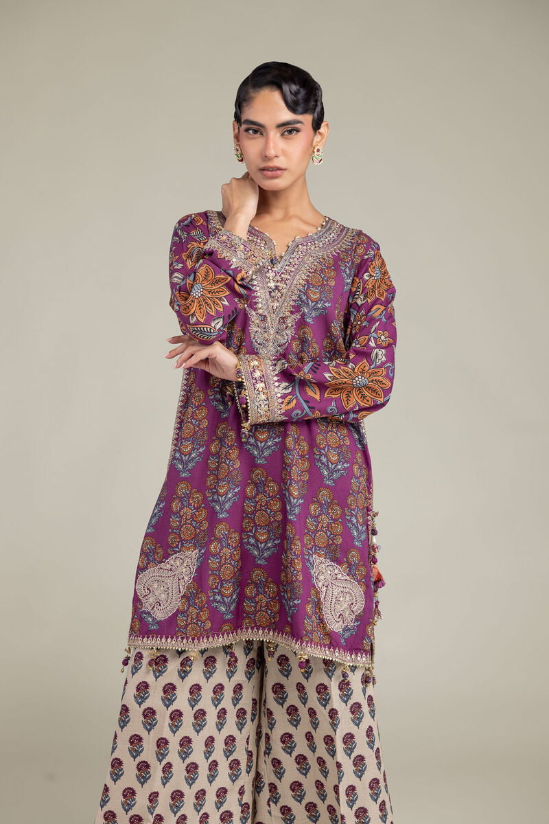 Embroidered | Raw Silk | Floral Short Kurta | USD 65.00
