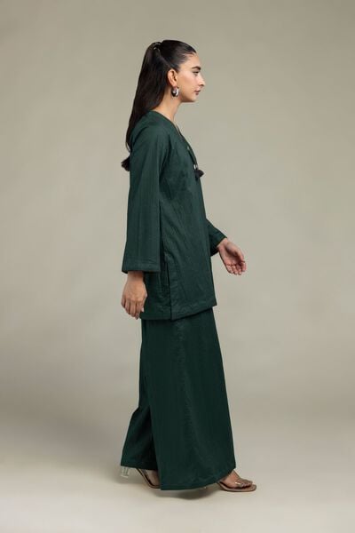 Dyed | Cotton Crinkle | Green Solid Pants | USD 30.00
