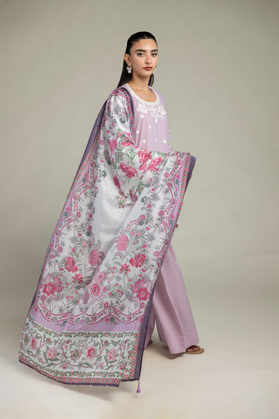 Embroidered  | Polyester Silk | Floral Silk Dupatta | USD 30.00