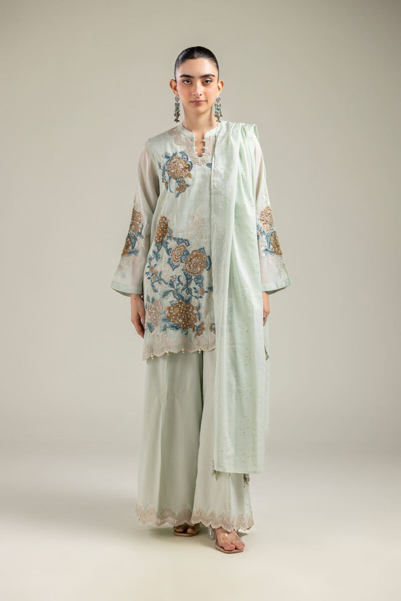 Paper Silk | Mint Solid Dupatta | USD 40.00