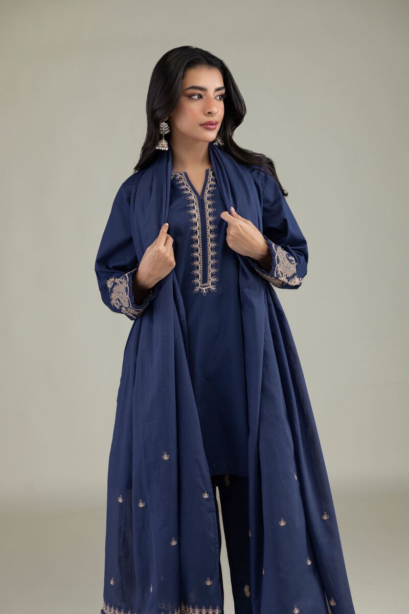 Embroidered | Lawn | Navy Lawn Dupatta | USD 35.00