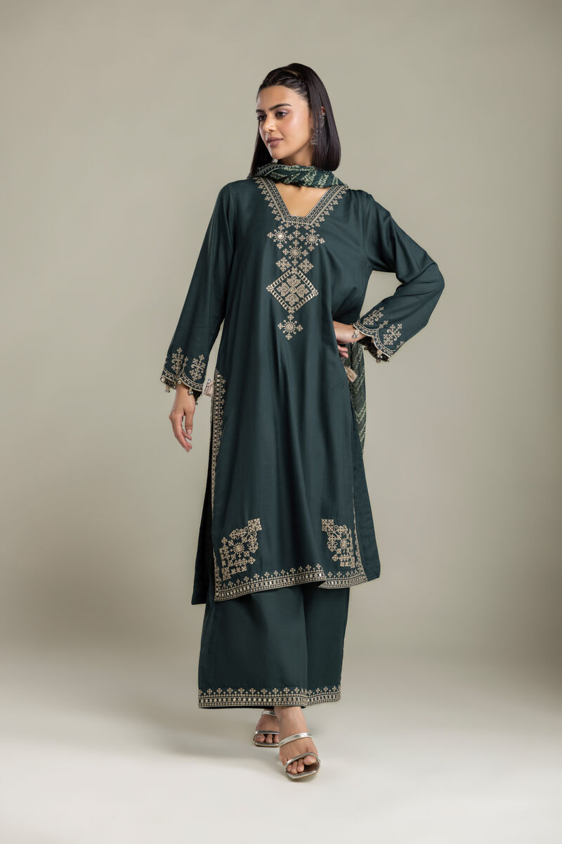 Embroidered | Raw Silk | 3-Piece Tailored Set | USD 105.00