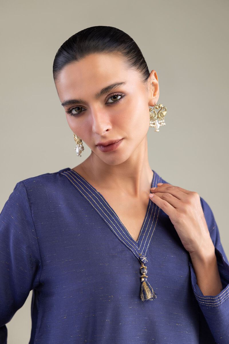 Dyed | Mesuri Silk | Solid V-Neck Kurta | USD 35.00