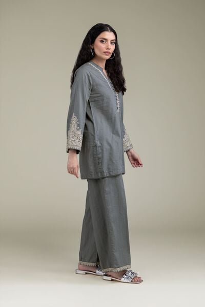 Embroidered | Cotton Dobby | Solid Cotton Pants | USD 25.00