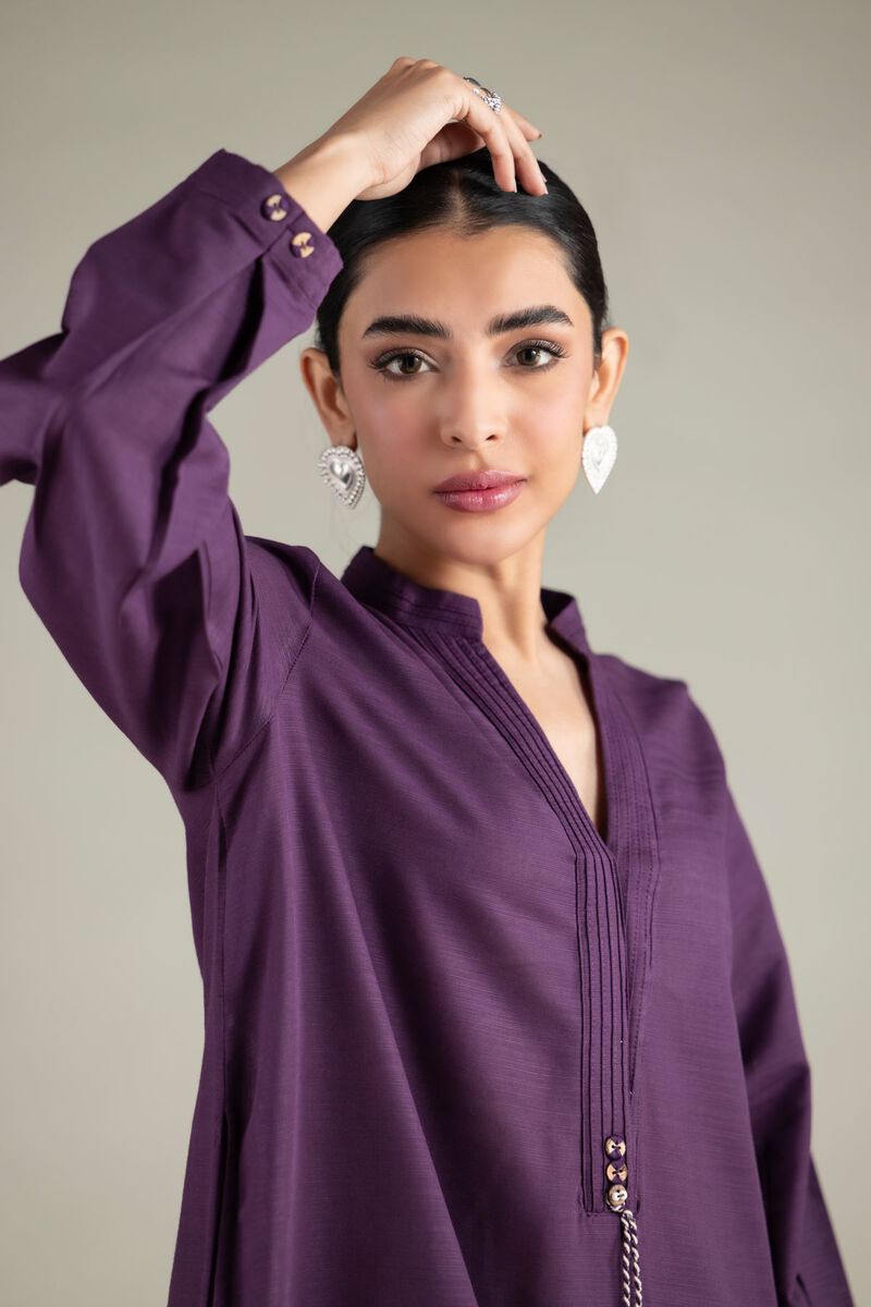 Dyed | Textured Cotton | Long V-Neck Kurta | USD 30.00