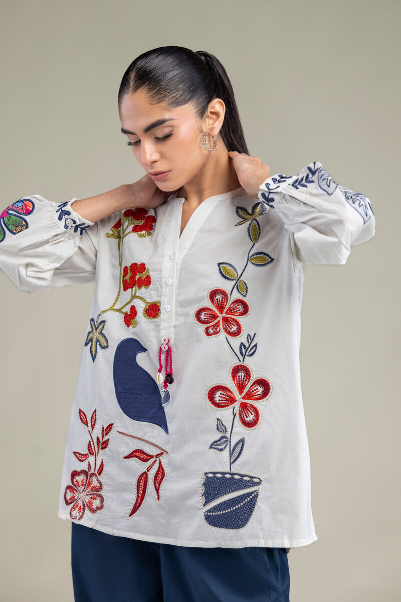 Embroidered | Cambric | Floral Cambric Blouse | USD 45.00