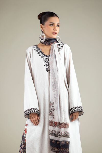Embroidered | Cotton Dobby | Tailored 3-Piece Set | USD 70.00