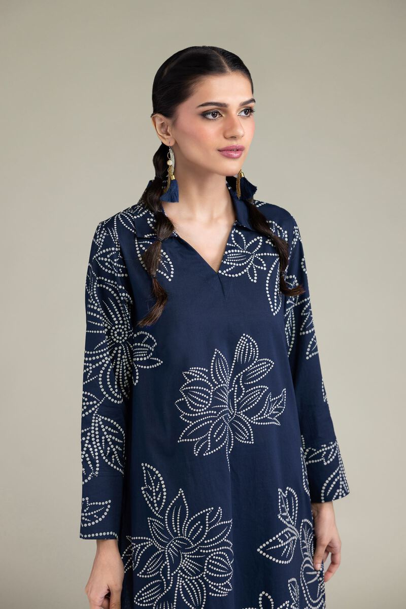 Printed | Cambric | Navy Longline Kurta | USD 35.00