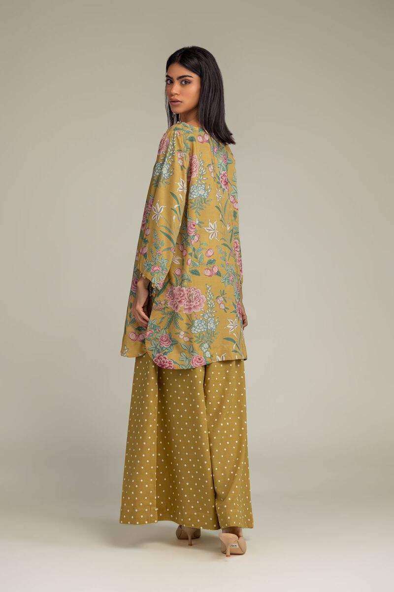Printed | Raw Silk | Short Mustard Kurta | USD 40.00