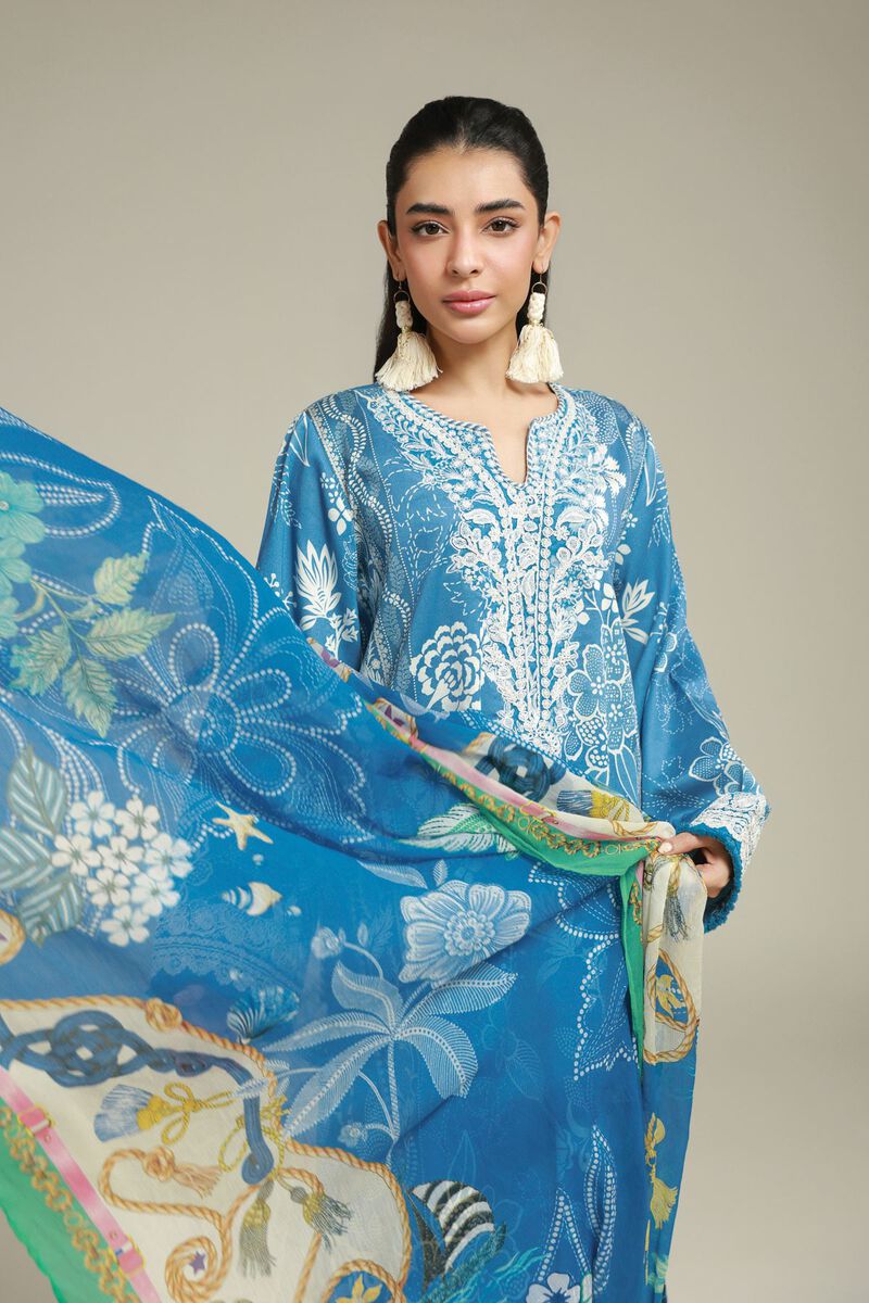 Embroidered | Satin | 3-Piece Tailored Set | USD 75.00