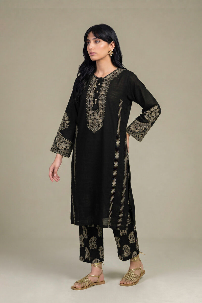 Printed | Light Khaddar | Black Printed Pants | USD 35.00