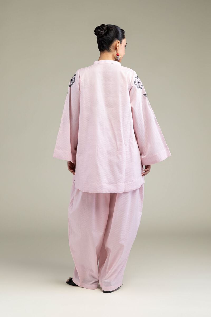 Embroidered | Cotton Dobby | Floral Pink Kurta | USD 40.00