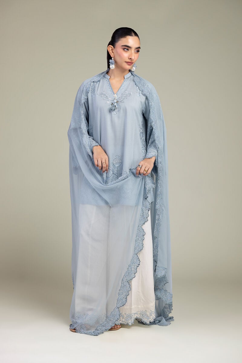 Embroidered | Chiffon | Blue Chiffon Dupatta | USD 40.00