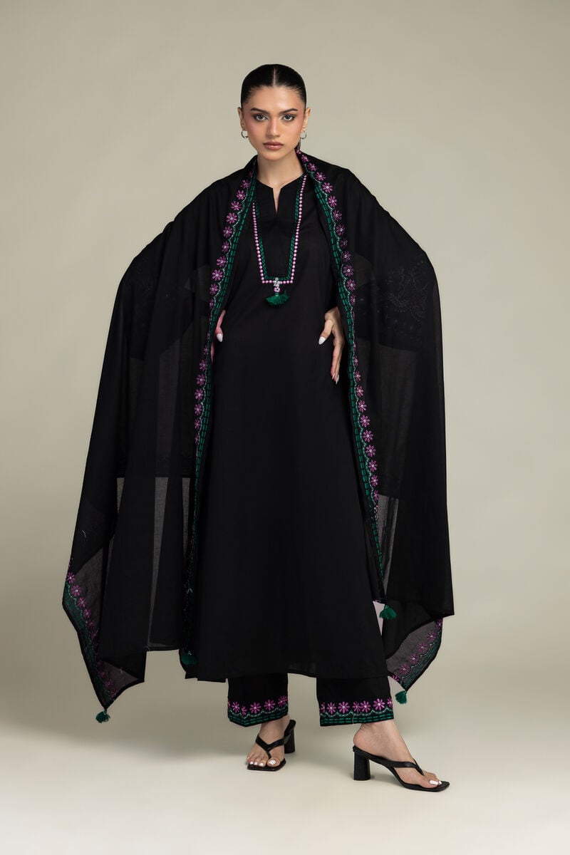 Embroidered | Lawn | Black Lawn Dupatta | USD 35.00