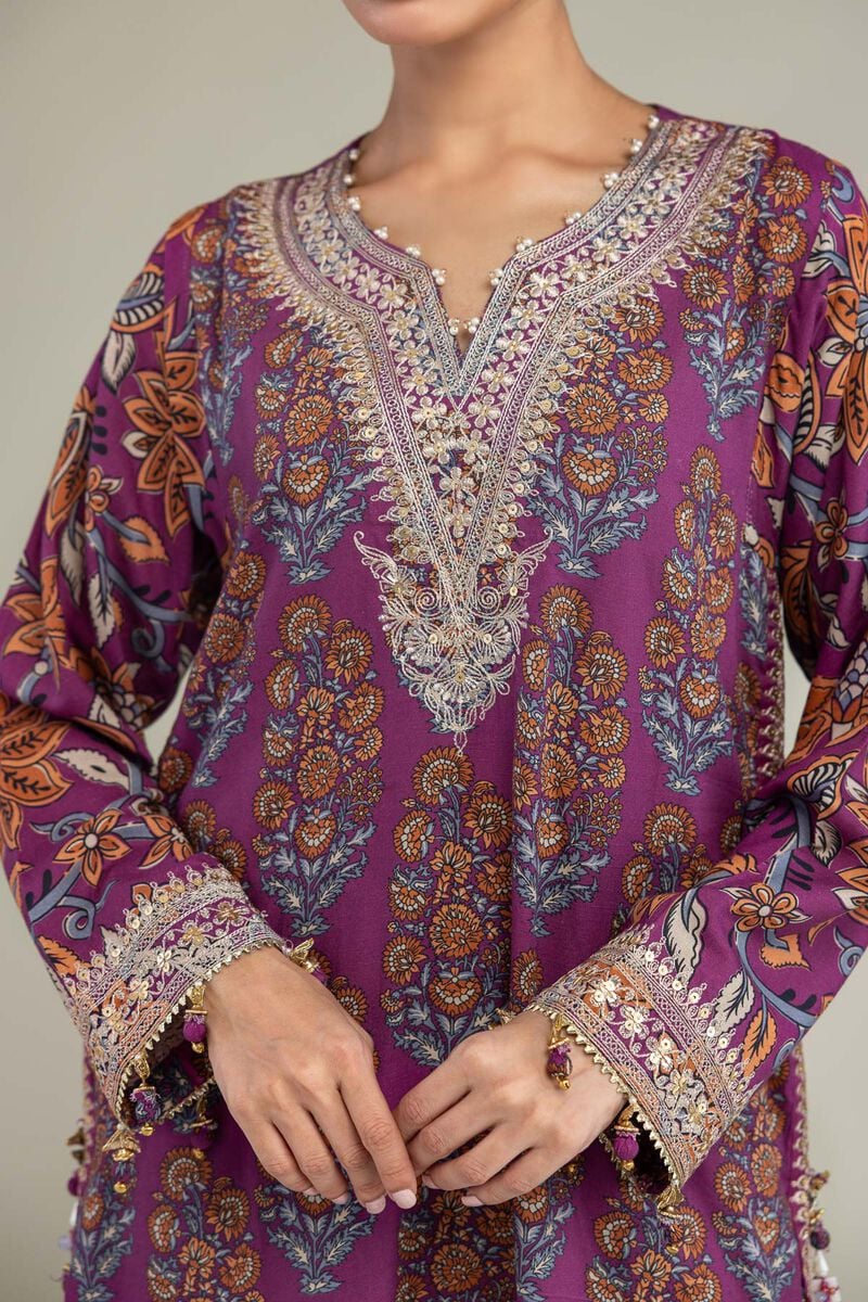 Embroidered | Raw Silk | Floral Short Kurta | USD 65.00