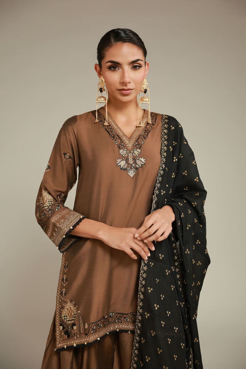 Embroidered | Raw Silk | 3 Piece Co-ord Set | USD 125.00