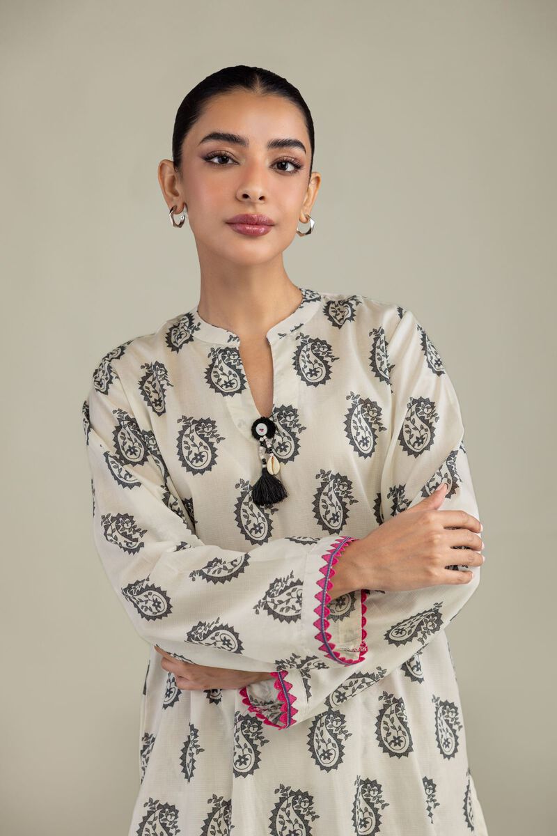 Printed | Textured Weave | Short Paisley Kurta | USD 35.00