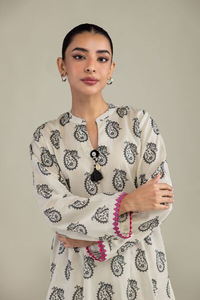 Printed | Textured Weave | Short Paisley Kurta | USD 35.00