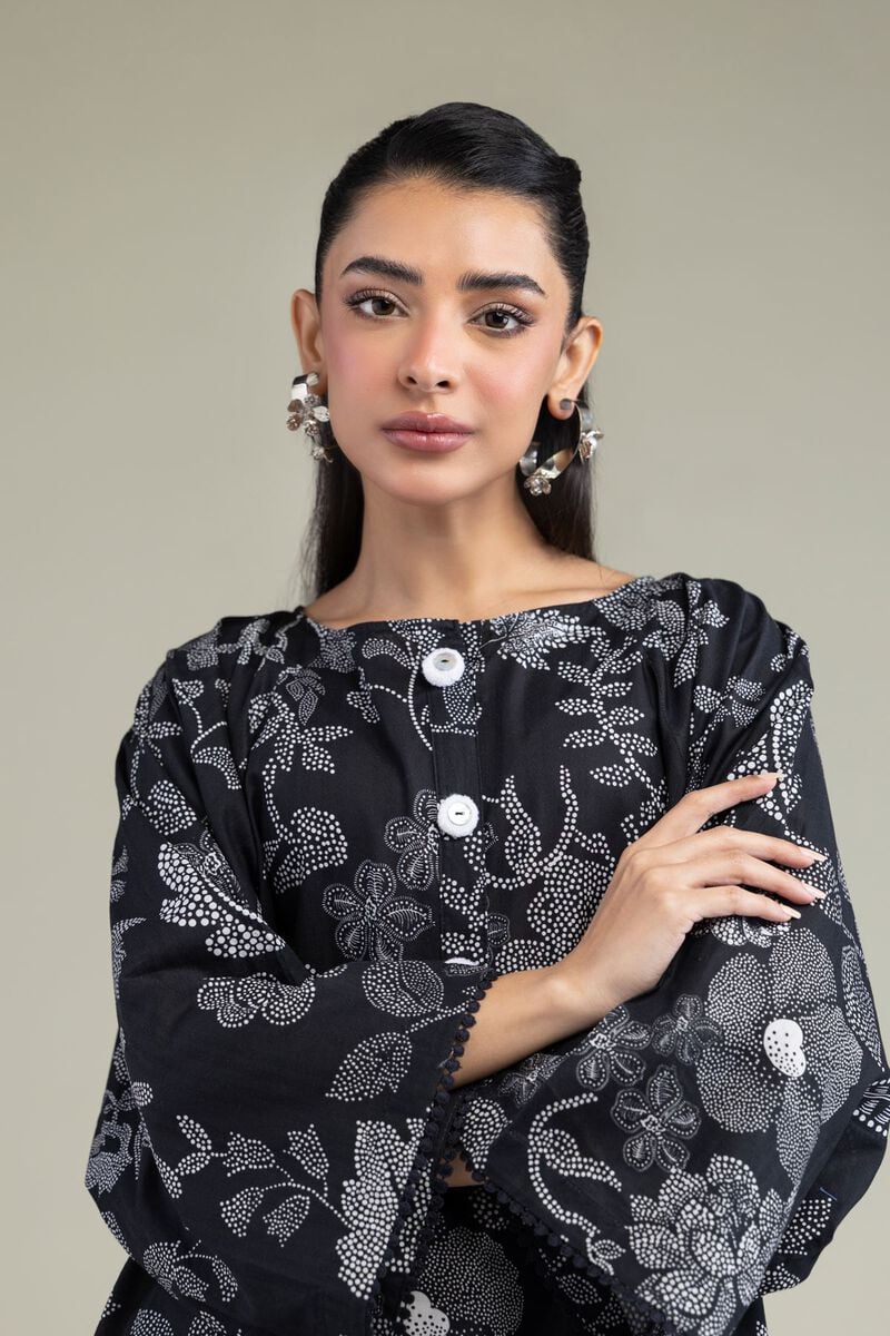 Printed | Cotton Dobby | Black Longline Kurta | USD 35.00