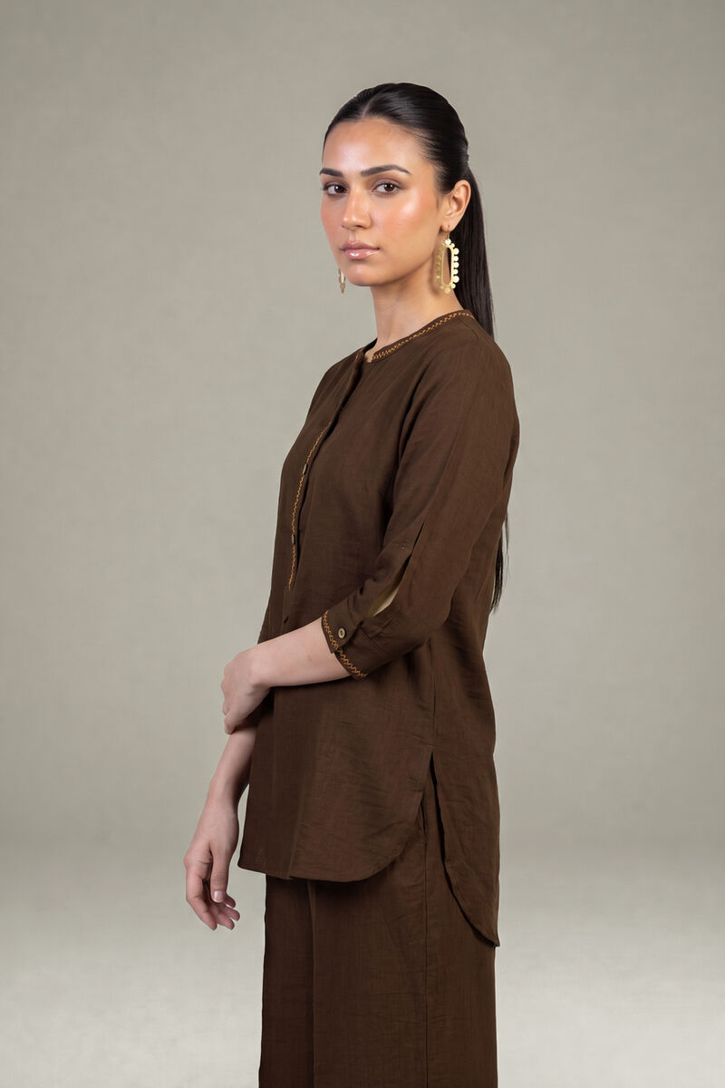 Dyed | Crepe | Brown Crepe Shirt | USD 40.00