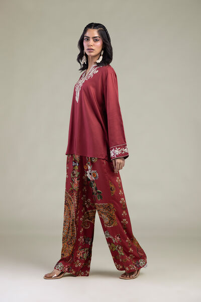 Embroidered | Viscose Crepe | Viscose Crepe Trousers | USD 35.00