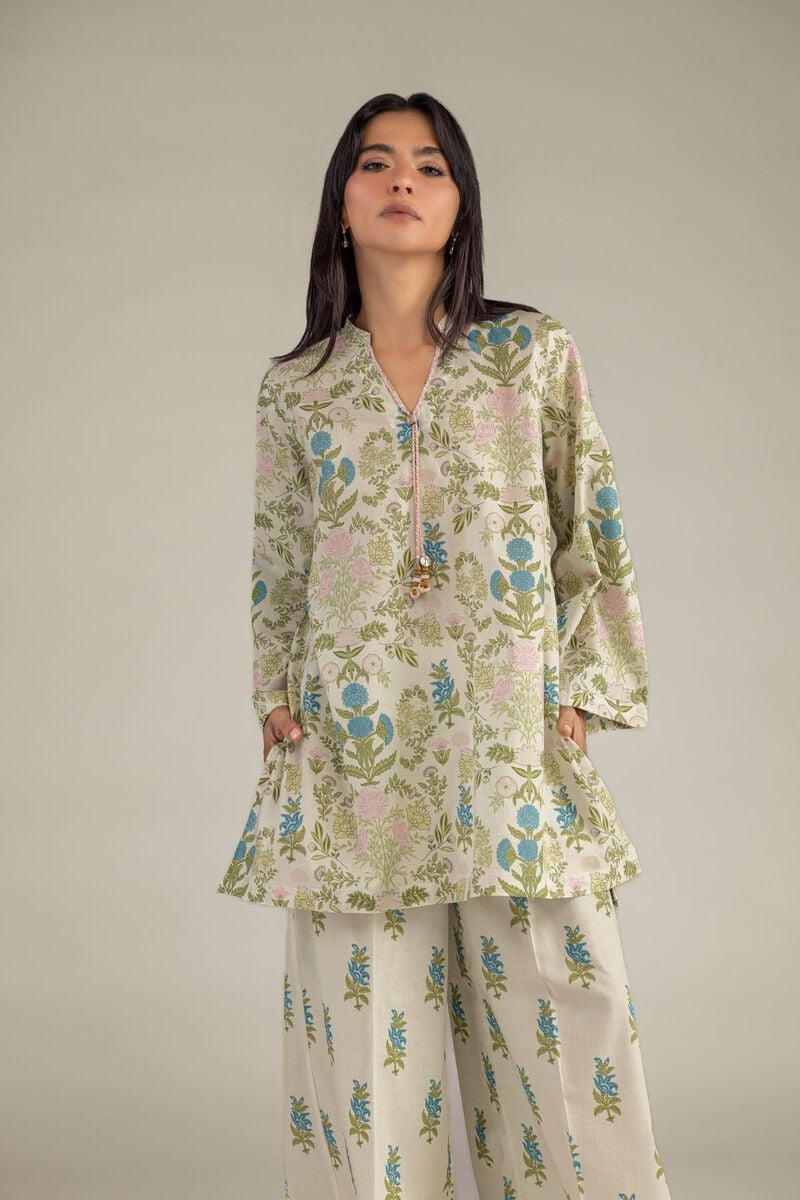Printed | Cambric | Floral V-Neck Kurta | USD 35.00