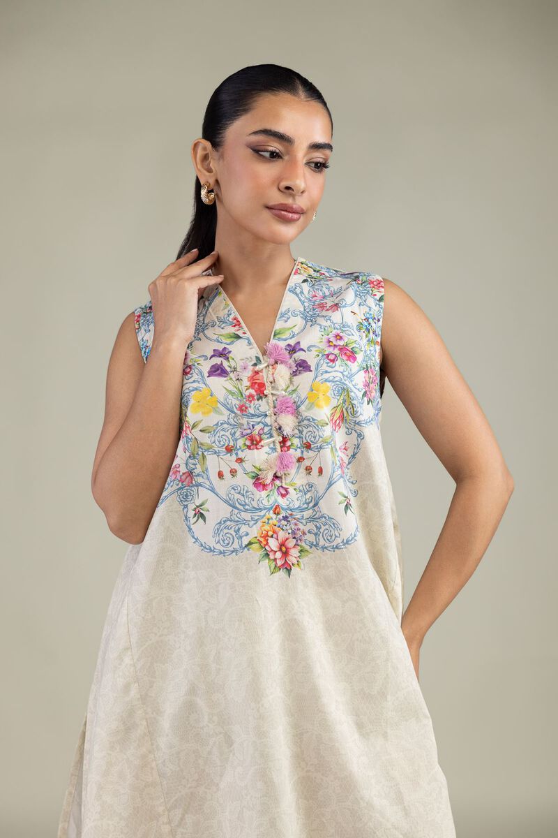 Printed | Cotton Dobby | Sleeveless Floral Kurta | USD 35.00