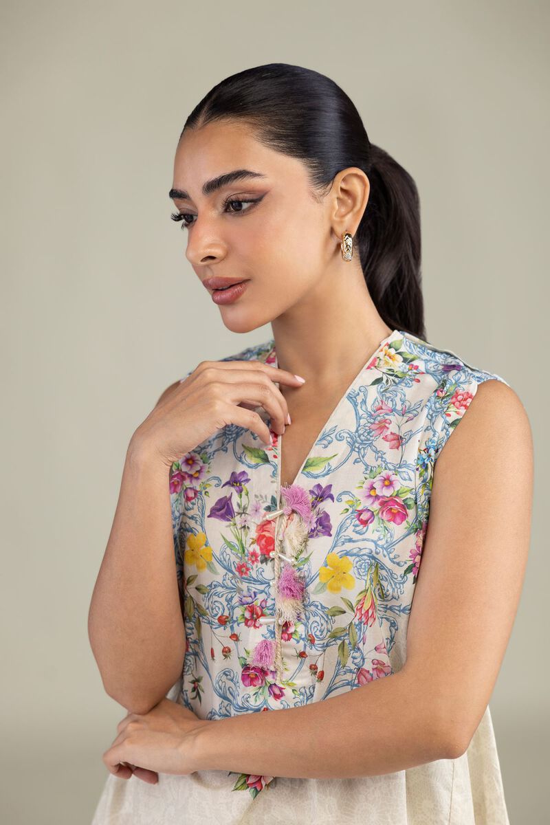 Printed | Cotton Dobby | Sleeveless Floral Kurta | USD 35.00
