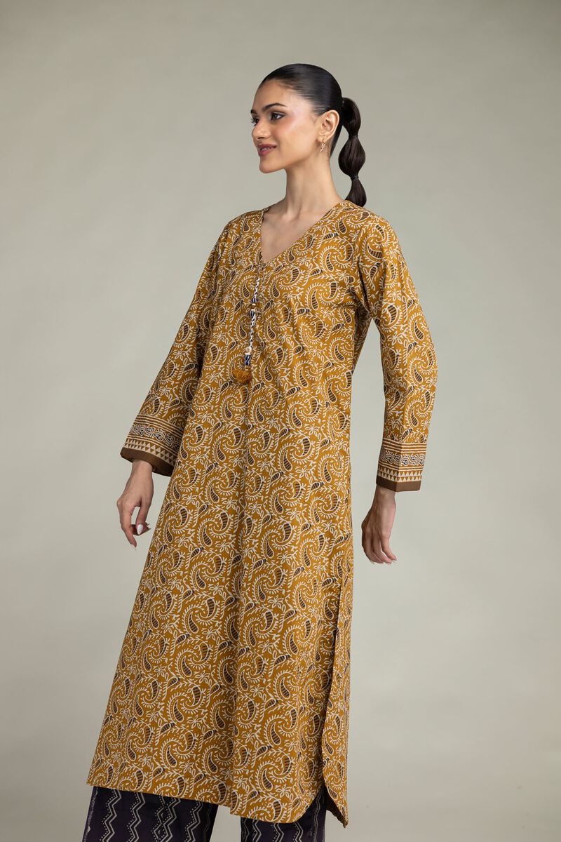 Printed | Cambric | Paisley V-Neck Kurta | USD 40.00