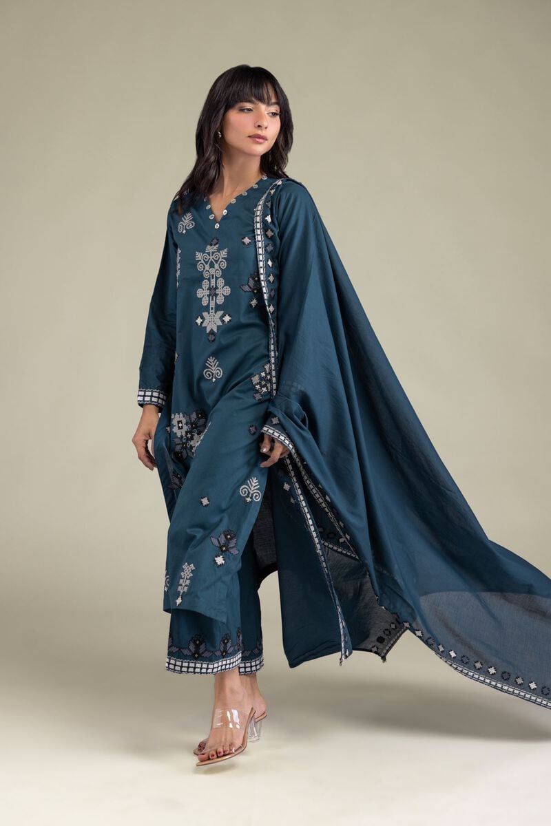 Embroidered | Lawn | Teal Lawn Dupatta | USD 30.00