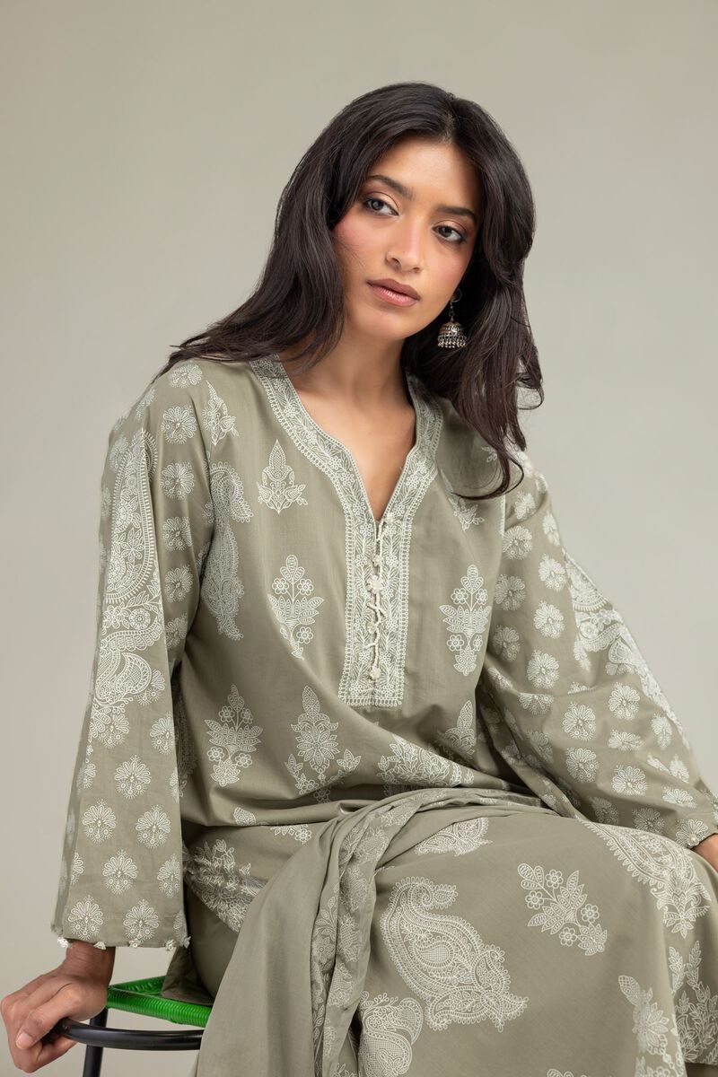 Lawn | Olive Lawn Dupatta | USD 30.00