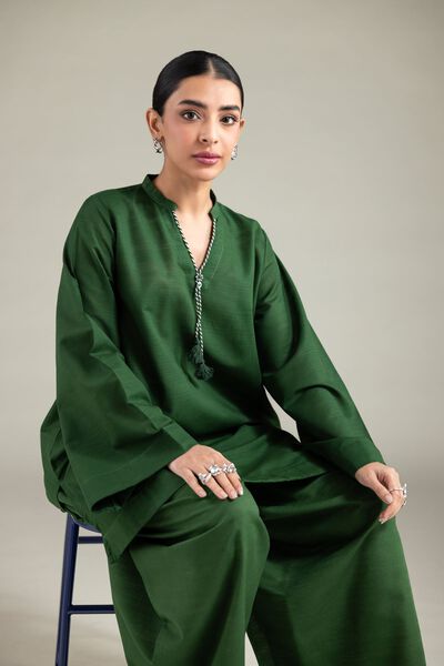 Dyed | Textured Cotton | Solid Drawstring Kurta | USD 30.00