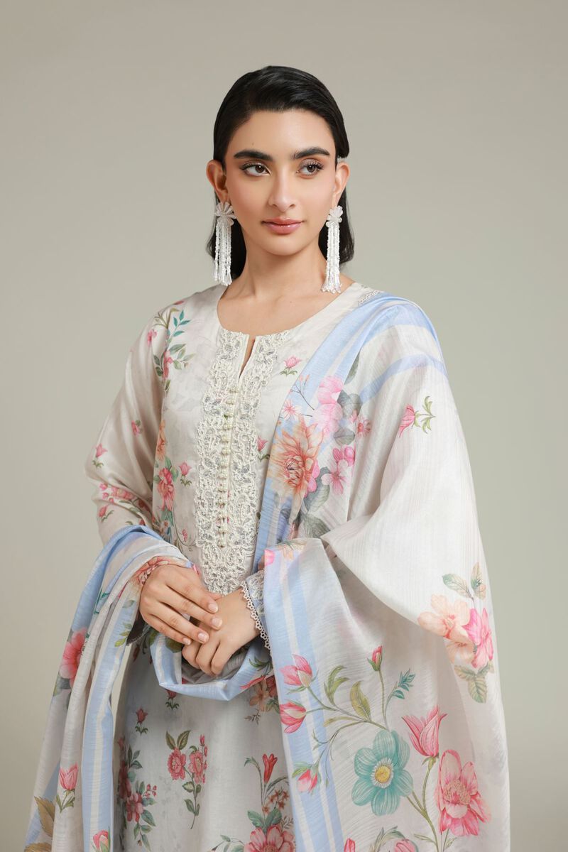 Printed | Satin | Tailored 3 Piece | USD 75.00