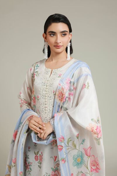 Printed | Satin | Tailored 3 Piece | USD 75.00