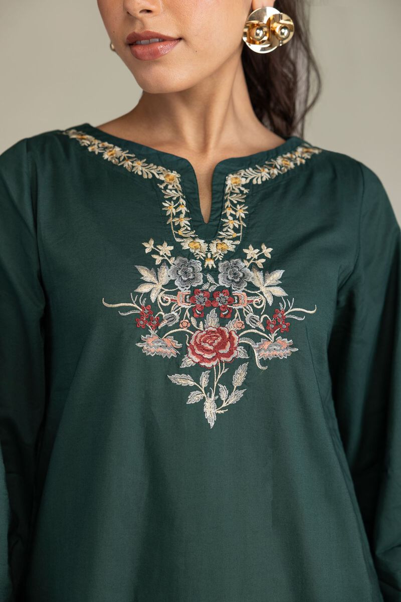 Embroidered | Cambric | Green Cambric Kurta | USD 40.00