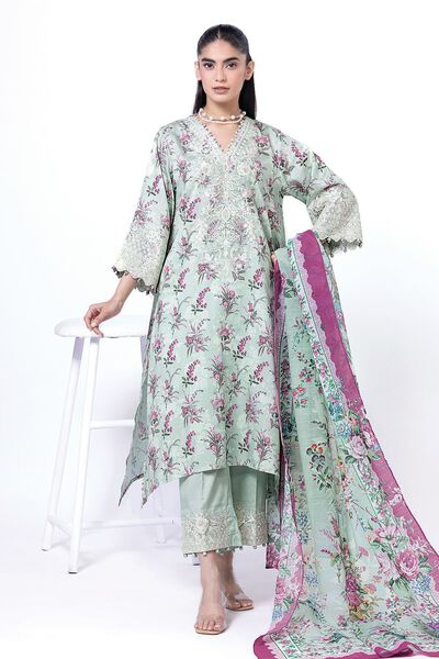 Embroidered | Cotton Satin | Tailored 3 Piece | USD 45.00