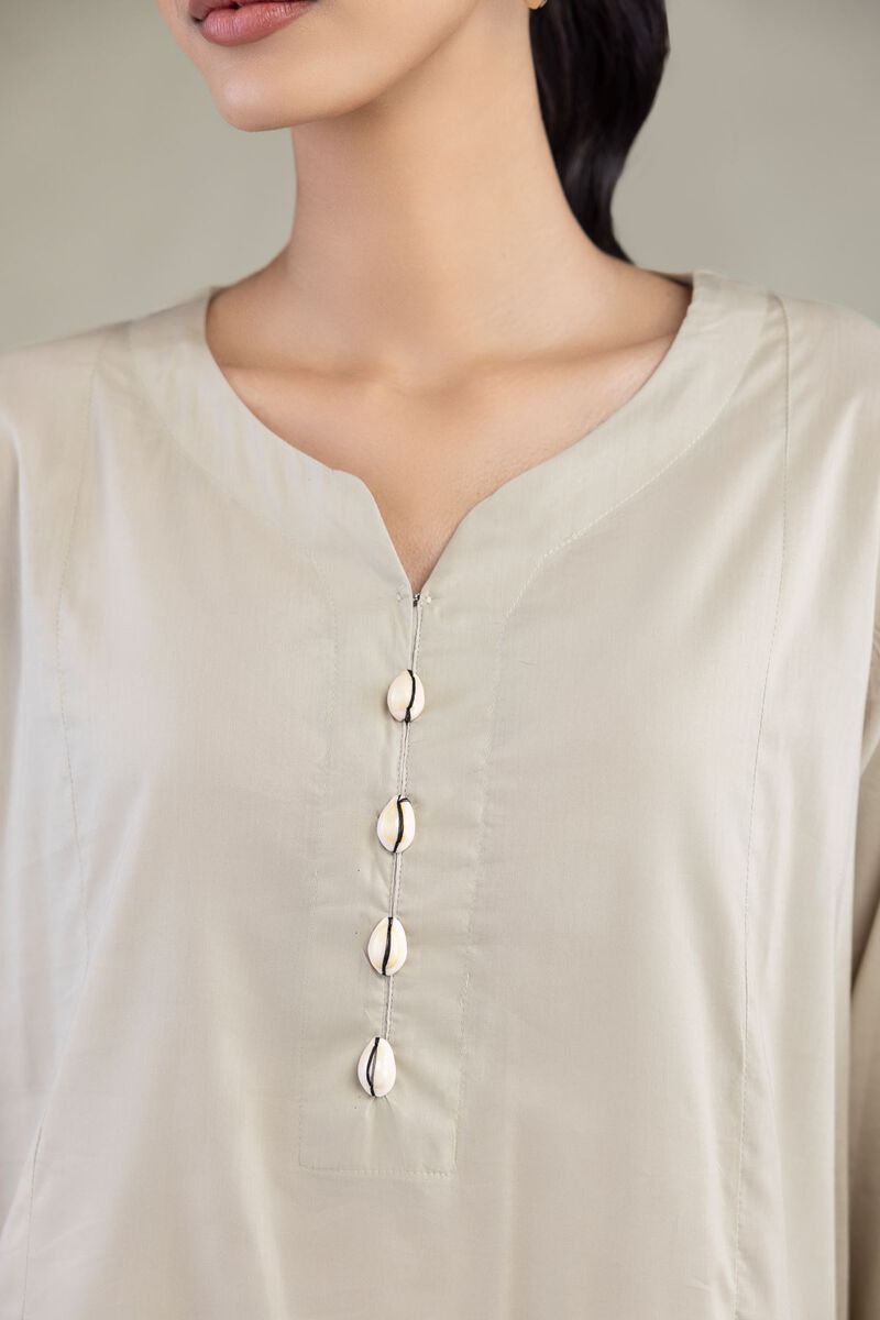 Dyed | Cotton Viscose | Solid Beige Kurta | USD 40.00