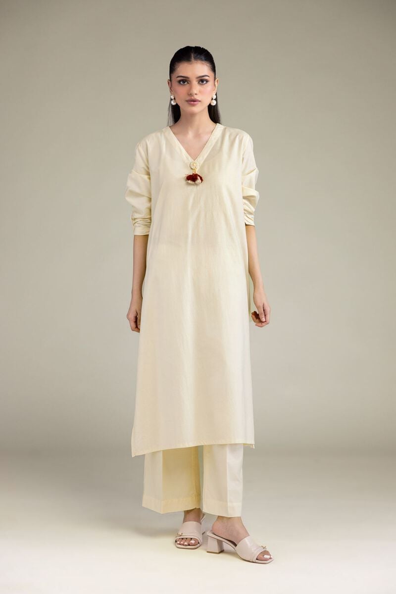 Dyed | Textured Cotton Viscose | Long Cotton Kurta | USD 35.00