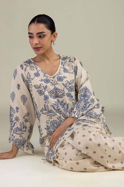 Printed | Textured Weave | Short Floral Kurta | USD 35.00