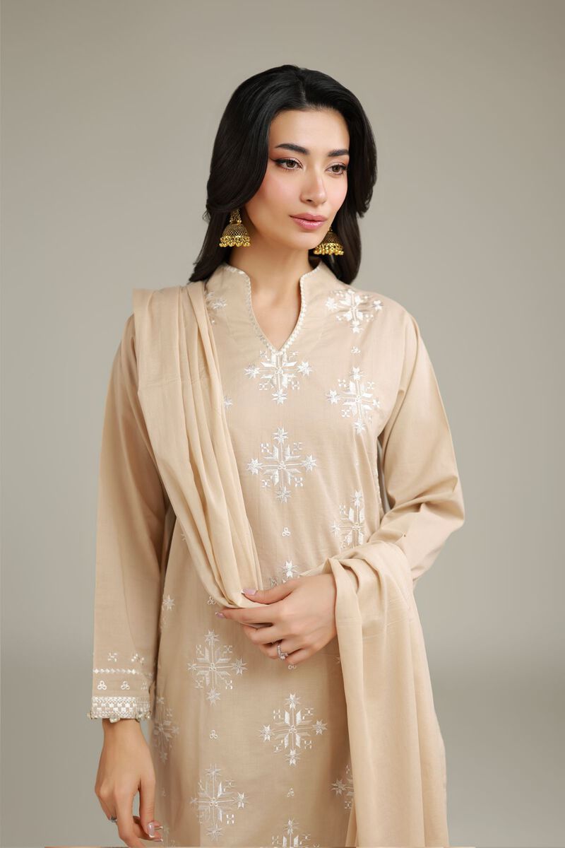 Embroidered | Lawn | Embroidered Beige Dupatta | USD 25.00